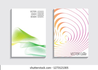 Blended covers, gradient wavy line shapes. Futuristic minimal design. Abstract cyber background. Modern visual effect. Repeating lines. For poster, layout, placard, grunge paper, card, book