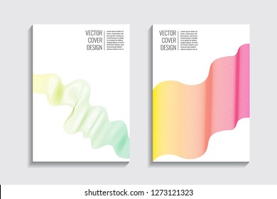Blended covers, gradient wavy line shapes. Futuristic minimal design. Abstract cyber background. Modern visual effect. Repeating lines. For poster, layout, placard, grunge paper, card, book