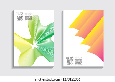 Blended covers, gradient wavy line shapes. Futuristic minimal design. Abstract cyber background. Modern visual effect. Repeating lines. For poster, layout, placard, grunge paper, card, book