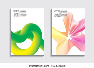 Blended covers, gradient wavy line shapes. Futuristic minimal design. Abstract cyber background. Modern visual effect. Repeating lines. For poster, layout, placard, grunge paper, card, book