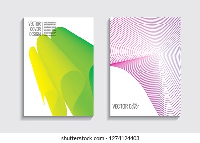 Blended covers, gradient wavy line shapes. Futuristic minimal design. Abstract cyber background. Modern visual effect. Repeating lines. For poster, layout, placard, grunge paper, card, book