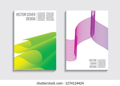 Blended covers, gradient wavy line shapes. Futuristic minimal design. Abstract cyber background. Modern visual effect. Repeating lines. For poster, layout, placard, grunge paper, card, book