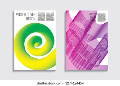 Blended covers, gradient wavy line shapes. Futuristic minimal design. Abstract cyber background. Modern visual effect. Repeating lines. For poster, layout, placard, grunge paper, card, book