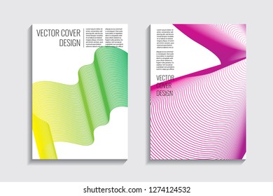 Blended covers, gradient wavy line shapes. Futuristic minimal design. Abstract cyber background. Modern visual effect. Repeating lines. For poster, layout, placard, grunge paper, card, book