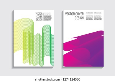 Blended covers, gradient wavy line shapes. Futuristic minimal design. Abstract cyber background. Modern visual effect. Repeating lines. For poster, layout, placard, grunge paper, card, book