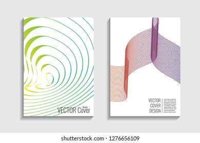 Blended covers, gradient wavy line shapes. Futuristic minimal design. Abstract cyber background. Modern visual effect. Repeating lines. For poster, layout, placard, grunge paper, card, book