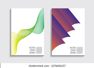 Blended covers, gradient wavy line shapes. Futuristic minimal design. Abstract cyber background. Modern visual effect. Repeating lines. For poster, layout, placard, grunge paper, card, book