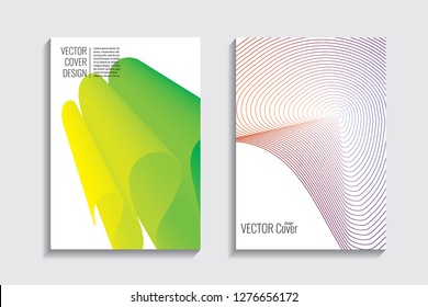 Blended covers, gradient wavy line shapes. Futuristic minimal design. Abstract cyber background. Modern visual effect. Repeating lines. For poster, layout, placard, grunge paper, card, book