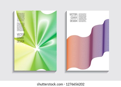 Blended covers, gradient wavy line shapes. Futuristic minimal design. Abstract cyber background. Modern visual effect. Repeating lines. For poster, layout, placard, grunge paper, card, book