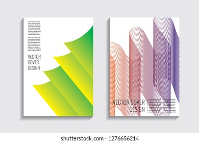 Blended covers, gradient wavy line shapes. Futuristic minimal design. Abstract cyber background. Modern visual effect. Repeating lines. For poster, layout, placard, grunge paper, card, book