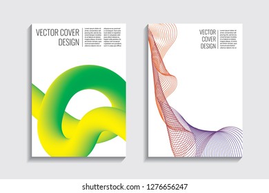 Blended covers, gradient wavy line shapes. Futuristic minimal design. Abstract cyber background. Modern visual effect. Repeating lines. For poster, layout, placard, grunge paper, card, book