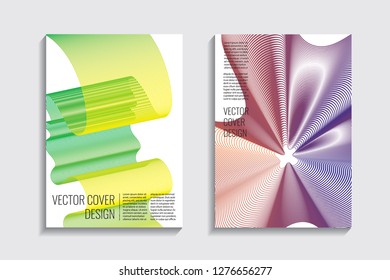 Blended covers, gradient wavy line shapes. Futuristic minimal design. Abstract cyber background. Modern visual effect. Repeating lines. For poster, layout, placard, grunge paper, card, book