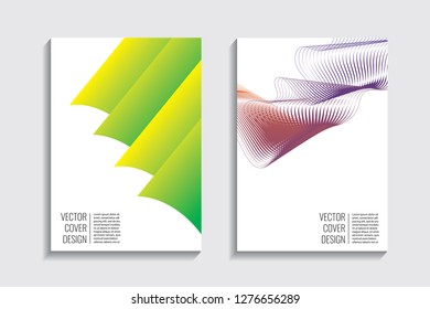 Blended covers, gradient wavy line shapes. Futuristic minimal design. Abstract cyber background. Modern visual effect. Repeating lines. For poster, layout, placard, grunge paper, card, book