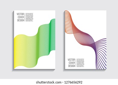 Blended covers, gradient wavy line shapes. Futuristic minimal design. Abstract cyber background. Modern visual effect. Repeating lines. For poster, layout, placard, grunge paper, card, book