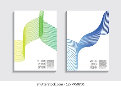 Blended covers, gradient wavy line shapes. Futuristic minimal design. Warm-colored bionic background. Modern visual effect. Repeating lines. For poster, layout, placard, grunge paper, card, book