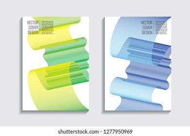 Blended covers, gradient wavy line shapes. Futuristic minimal design. Warm-colored bionic background. Modern visual effect. Repeating lines. For poster, layout, placard, grunge paper, card, book