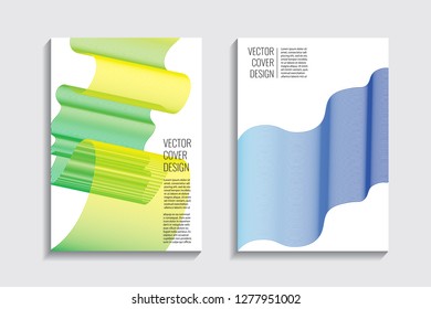 Blended covers, gradient wavy line shapes. Futuristic minimal design. Warm-colored bionic background. Modern visual effect. Repeating lines. For poster, layout, placard, grunge paper, card, book