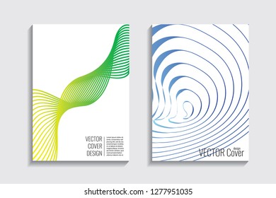 Blended covers, gradient wavy line shapes. Futuristic minimal design. Warm-colored bionic background. Modern visual effect. Repeating lines. For poster, layout, placard, grunge paper, card, book
