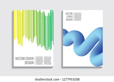 Blended covers, gradient wavy line shapes. Futuristic minimal design. Warm-colored bionic background. Modern visual effect. Repeating lines. For poster, layout, placard, grunge paper, card, book
