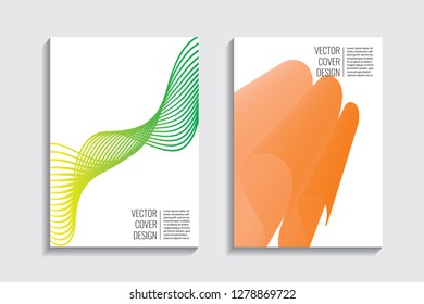 Blended covers, gradient wavy line shapes. Futuristic minimal design. Warm-colored bionic background. Modern visual effect. Repeating lines. For poster, layout, placard, grunge paper, card, book