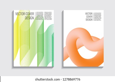 Blended covers, gradient wavy line shapes. Futuristic minimal design. Warm-colored bionic background. Modern visual effect. Repeating lines. For poster, layout, placard, grunge paper, card, book