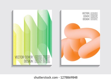 Blended covers, gradient wavy line shapes. Futuristic minimal design. Warm-colored bionic background. Modern visual effect. Repeating lines. For poster, layout, placard, grunge paper, card, book
