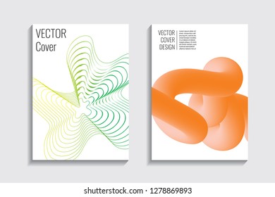 Blended covers, gradient wavy line shapes. Futuristic minimal design. Warm-colored bionic background. Modern visual effect. Repeating lines. For poster, layout, placard, grunge paper, card, book