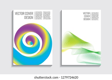 Blended covers, gradient wavy line shapes. Futuristic minimal design. Warm-colored bionic background. Modern visual effect. Repeating lines. For poster, layout, placard, grunge paper, card, book