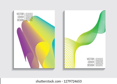 Blended covers, gradient wavy line shapes. Futuristic minimal design. Warm-colored bionic background. Modern visual effect. Repeating lines. For poster, layout, placard, grunge paper, card, book