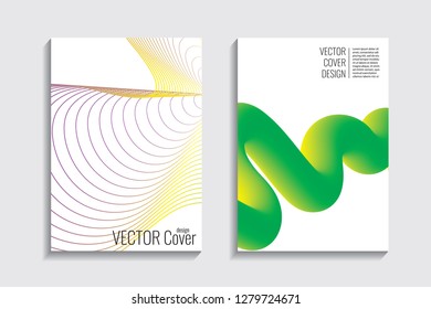 Blended covers, gradient wavy line shapes. Futuristic minimal design. Warm-colored bionic background. Modern visual effect. Repeating lines. For poster, layout, placard, grunge paper, card, book