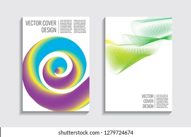 Blended covers, gradient wavy line shapes. Futuristic minimal design. Warm-colored bionic background. Modern visual effect. Repeating lines. For poster, layout, placard, grunge paper, card, book