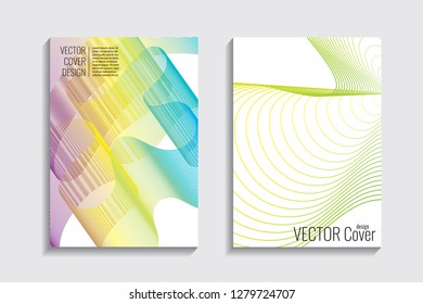 Blended covers, gradient wavy line shapes. Futuristic minimal design. Warm-colored bionic background. Modern visual effect. Repeating lines. For poster, layout, placard, grunge paper, card, book