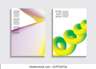 Blended covers, gradient wavy line shapes. Futuristic minimal design. Warm-colored bionic background. Modern visual effect. Repeating lines. For poster, layout, placard, grunge paper, card, book