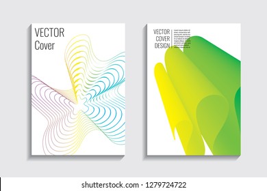 Blended covers, gradient wavy line shapes. Futuristic minimal design. Warm-colored bionic background. Modern visual effect. Repeating lines. For poster, layout, placard, grunge paper, card, book