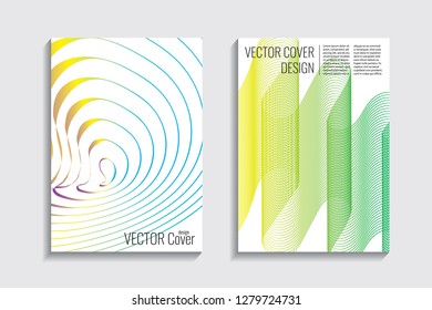 Blended covers, gradient wavy line shapes. Futuristic minimal design. Warm-colored bionic background. Modern visual effect. Repeating lines. For poster, layout, placard, grunge paper, card, book