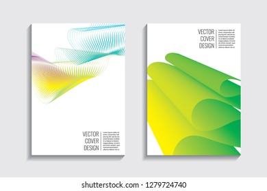 Blended covers, gradient wavy line shapes. Futuristic minimal design. Warm-colored bionic background. Modern visual effect. Repeating lines. For poster, layout, placard, grunge paper, card, book