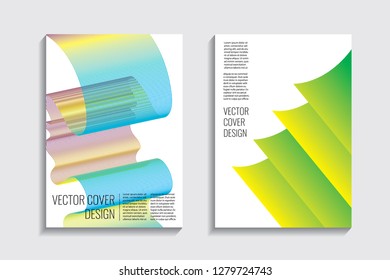 Blended covers, gradient wavy line shapes. Futuristic minimal design. Warm-colored bionic background. Modern visual effect. Repeating lines. For poster, layout, placard, grunge paper, card, book