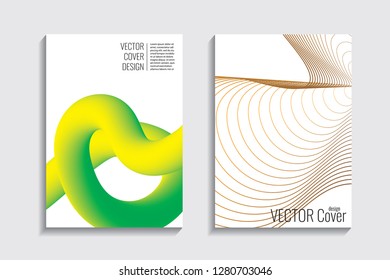 Blended covers, gradient wavy line shapes. Futuristic minimal design. Warm-colored bionic background. Modern visual effect. Repeating lines. For poster, layout, placard, grunge paper, card, book