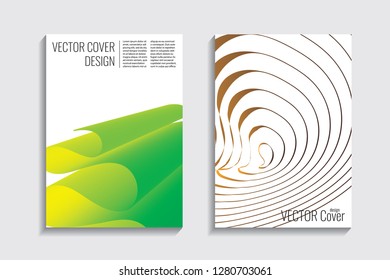 Blended covers, gradient wavy line shapes. Futuristic minimal design. Warm-colored bionic background. Modern visual effect. Repeating lines. For poster, layout, placard, grunge paper, card, book