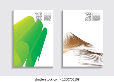Blended covers, gradient wavy line shapes. Futuristic minimal design. Warm-colored bionic background. Modern visual effect. Repeating lines. For poster, layout, placard, grunge paper, card, book