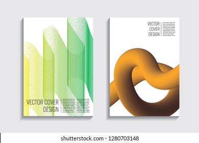 Blended covers, gradient wavy line shapes. Futuristic minimal design. Warm-colored bionic background. Modern visual effect. Repeating lines. For poster, layout, placard, grunge paper, card, book