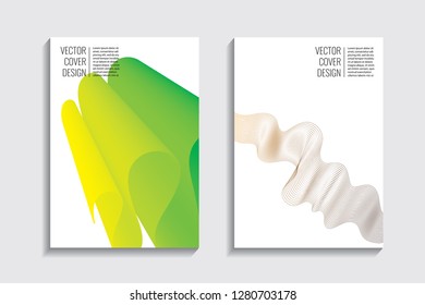 Blended covers, gradient wavy line shapes. Futuristic minimal design. Warm-colored bionic background. Modern visual effect. Repeating lines. For poster, layout, placard, grunge paper, card, book