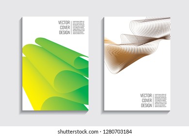 Blended covers, gradient wavy line shapes. Futuristic minimal design. Warm-colored bionic background. Modern visual effect. Repeating lines. For poster, layout, placard, grunge paper, card, book