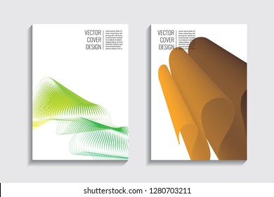 Blended covers, gradient wavy line shapes. Futuristic minimal design. Warm-colored bionic background. Modern visual effect. Repeating lines. For poster, layout, placard, grunge paper, card, book
