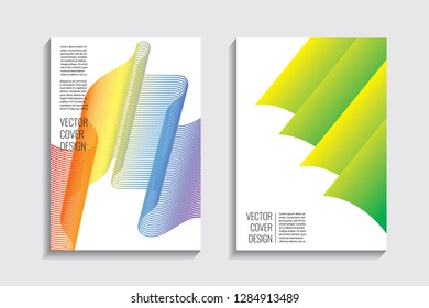 Blended covers, gradient wavy line shapes. Futuristic minimal design. Warm rainbow-colored bionic background. Modern visual effect. Repeating lines. For poster, layout, placard, grunge paper, card