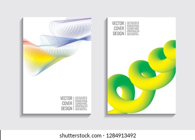 Blended covers, gradient wavy line shapes. Futuristic minimal design. Warm rainbow-colored bionic background. Modern visual effect. Repeating lines. For poster, layout, placard, grunge paper, card