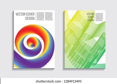 Blended covers, gradient wavy line shapes. Futuristic minimal design. Warm rainbow-colored bionic background. Modern visual effect. Repeating lines. For poster, layout, placard, grunge paper, card