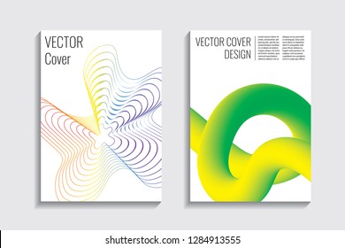 Blended covers, gradient wavy line shapes. Futuristic minimal design. Warm rainbow-colored bionic background. Modern visual effect. Repeating lines. For poster, layout, placard, grunge paper, card