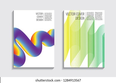 Blended covers, gradient wavy line shapes. Futuristic minimal design. Warm rainbow-colored bionic background. Modern visual effect. Repeating lines. For poster, layout, placard, grunge paper, card