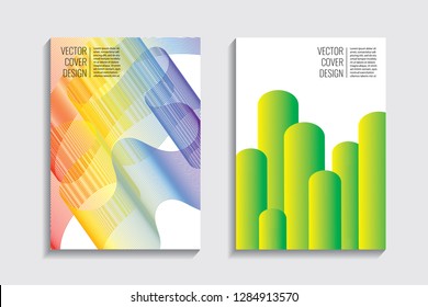 Blended covers, gradient wavy line shapes. Futuristic minimal design. Warm rainbow-colored bionic background. Modern visual effect. Repeating lines. For poster, layout, placard, grunge paper, card